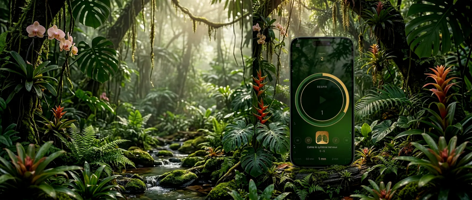 App Respir dans la forêt tropicale du Panama — cohérence cardiaque en pleine nature